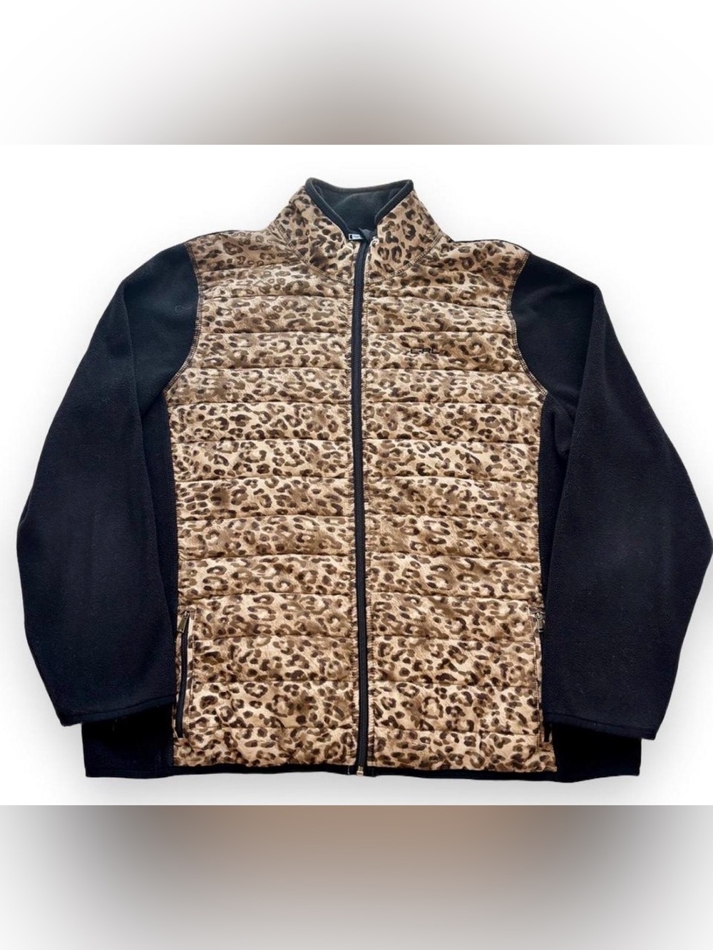 L-RL Lauren Active Leopard Quilted Zip Jacket